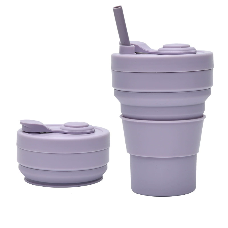 Collapsible Silicone Cup for Outdoor Hiking and Camping with Straw - Model: 886768068678 - 图片 7
