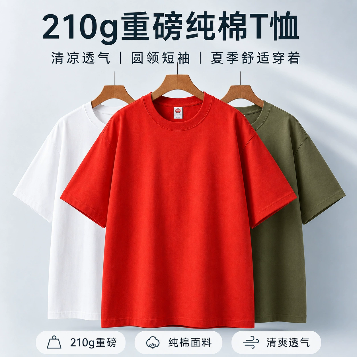 Men's Loose Fit Pure Cotton Crew Neck T-Shirt for Summer Casual - Model: 855437623051