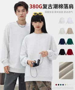 380G Loose Fit Crew Neck Pullover Hoodie for Autumn Streetwear - Model: 855146150652