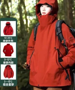 3-in-1 Hardshell Jacket for Skiing Hiking Travel Windproof Waterproof - Model: 968903674338