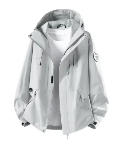 Water-Repellent Hooded Softshell Jacket for Casual Spring Outdoor Wear - Model: 1025275849845