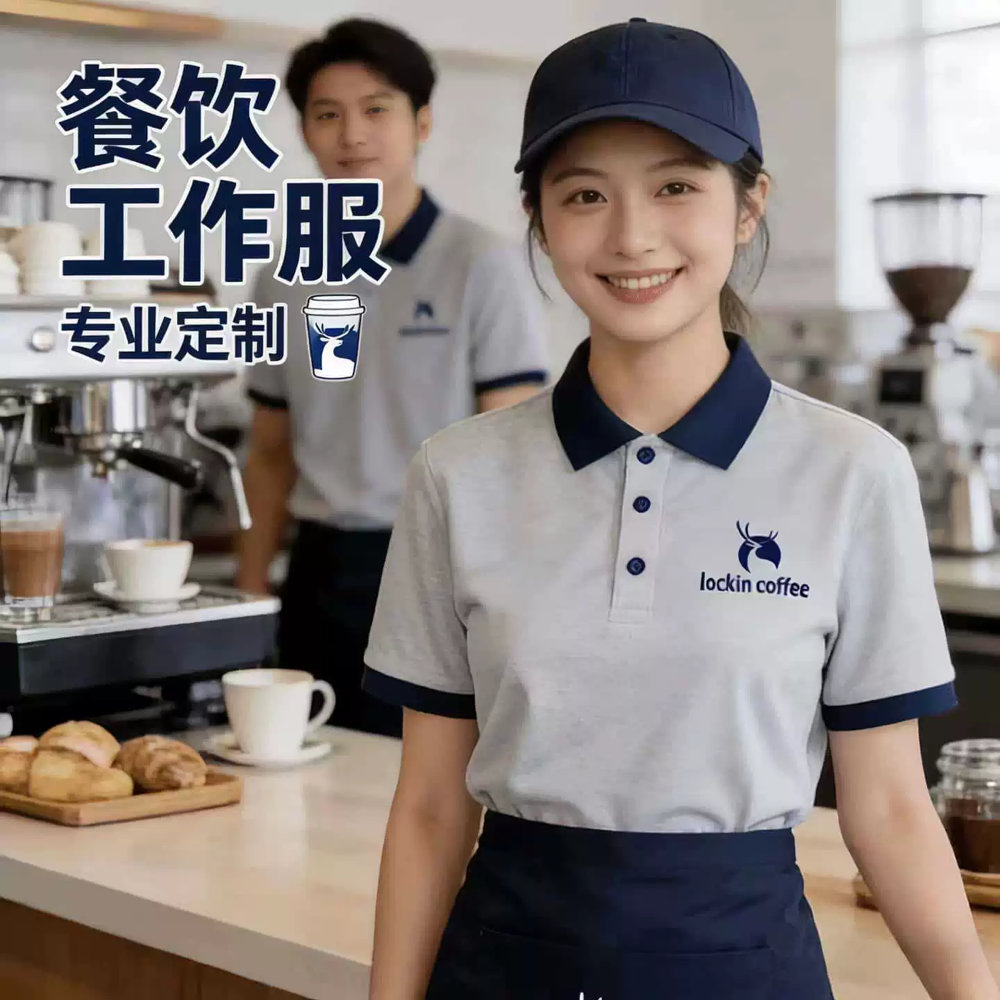 Summer Work Polo Shirt for Restaurant Cafe Hot Pot BBQ Staff with Logo - Model: 1050772197234 - 图片 2